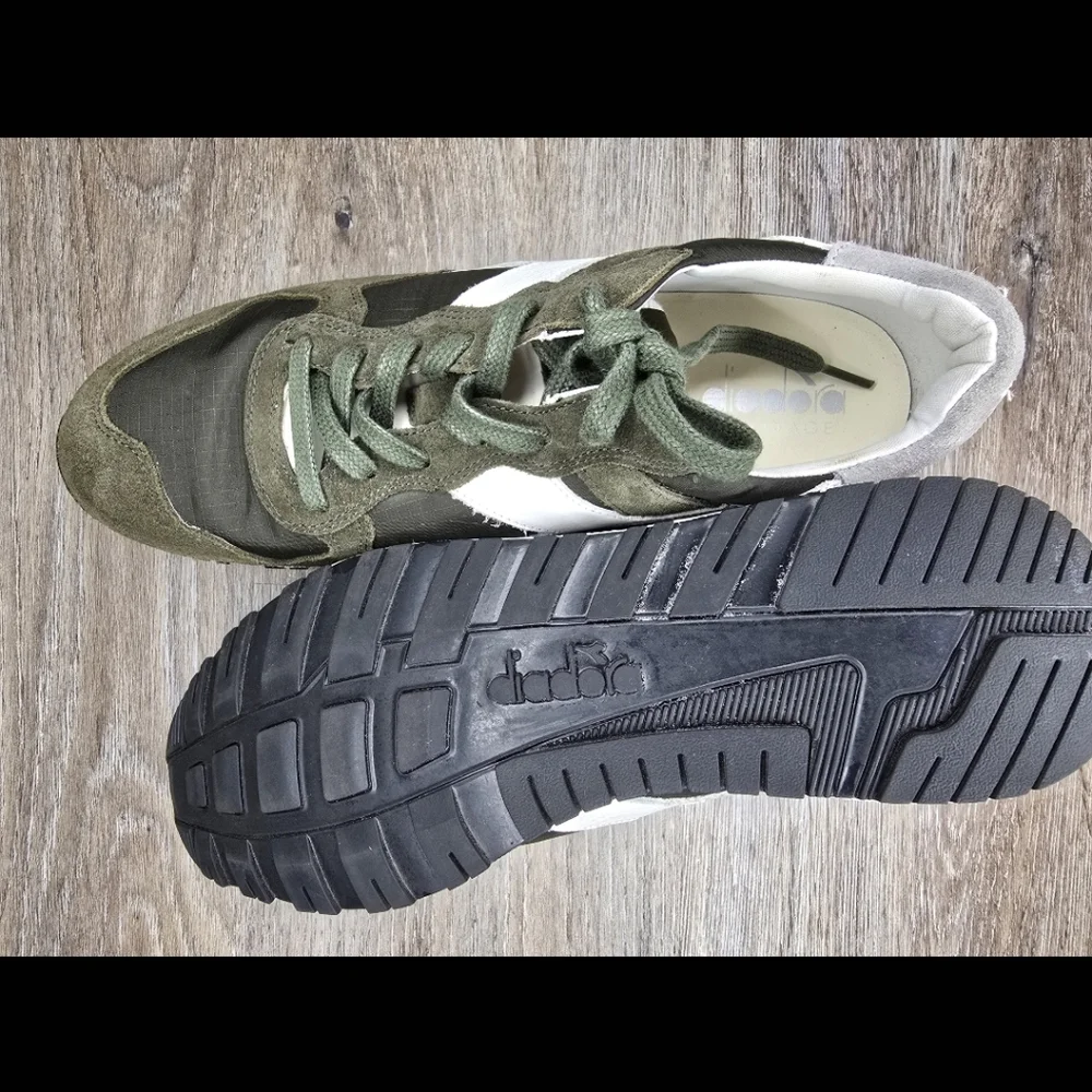 Diadora Men's Trident 90 Ripstop & Suede Green Sneakers Size 10